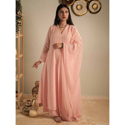 Label Ruby Beautifully Pastel Pink Anarkali with Pant and Dupatta (Set of 3)