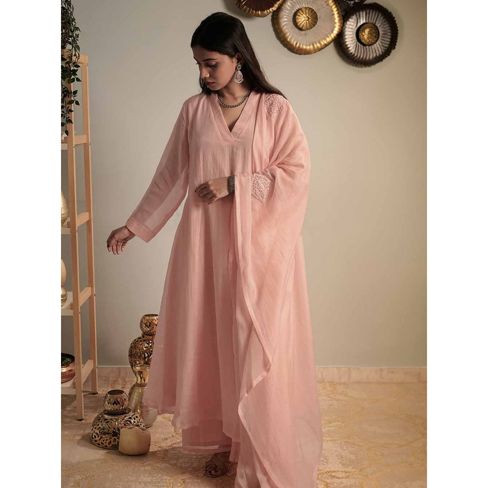 Label Ruby Beautifully Pastel Pink Anarkali with Pant and Dupatta (Set of 3)