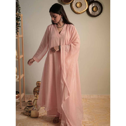 Label Ruby Beautifully Pastel Pink Anarkali with Pant and Dupatta (Set of 3)
