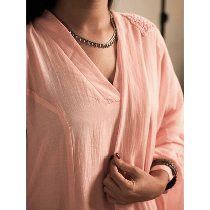 Label Ruby Beautifully Pastel Pink Anarkali with Pant and Dupatta (Set of 3)