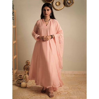Label Ruby Beautifully Pastel Pink Anarkali with Pant and Dupatta (Set of 3)