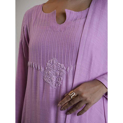 Label Ruby Hand Embroidered Purple Kurta with Pant and Dupatta (Set of 3)