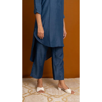 Label Ruby Elegance In Prussian Blue Linen Co-Ord (Set of 2)