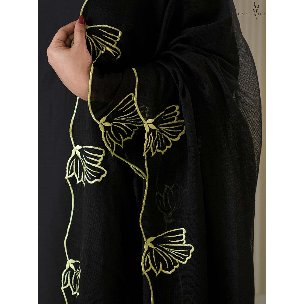 Label Ruby Black Chanderi Kurta with Pant and Dupatta