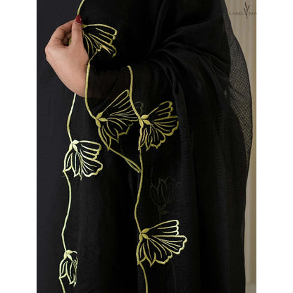 Label Ruby Black Chanderi Kurta with Pant and Dupatta