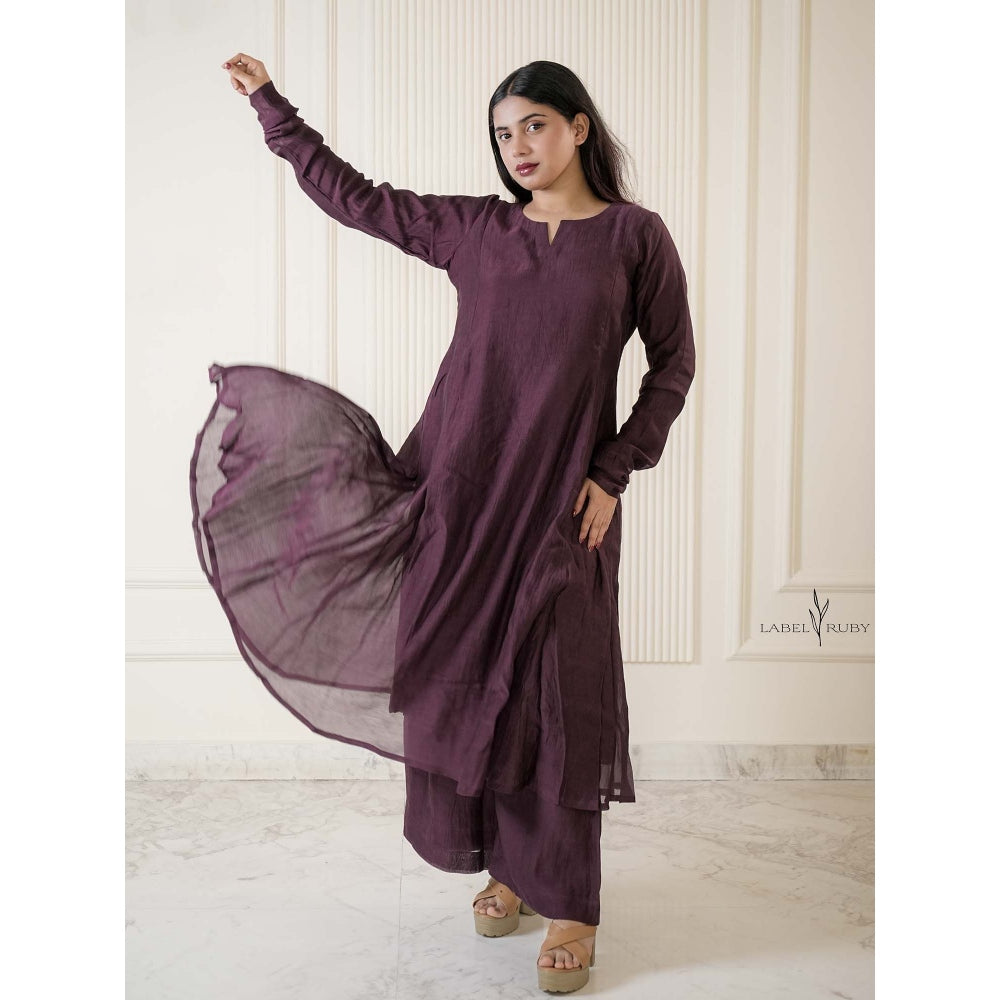 Label Ruby Burgundy Mul Chanderi Co-Ord Set