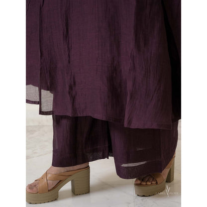 Label Ruby Burgundy Mul Chanderi Co-Ord Set