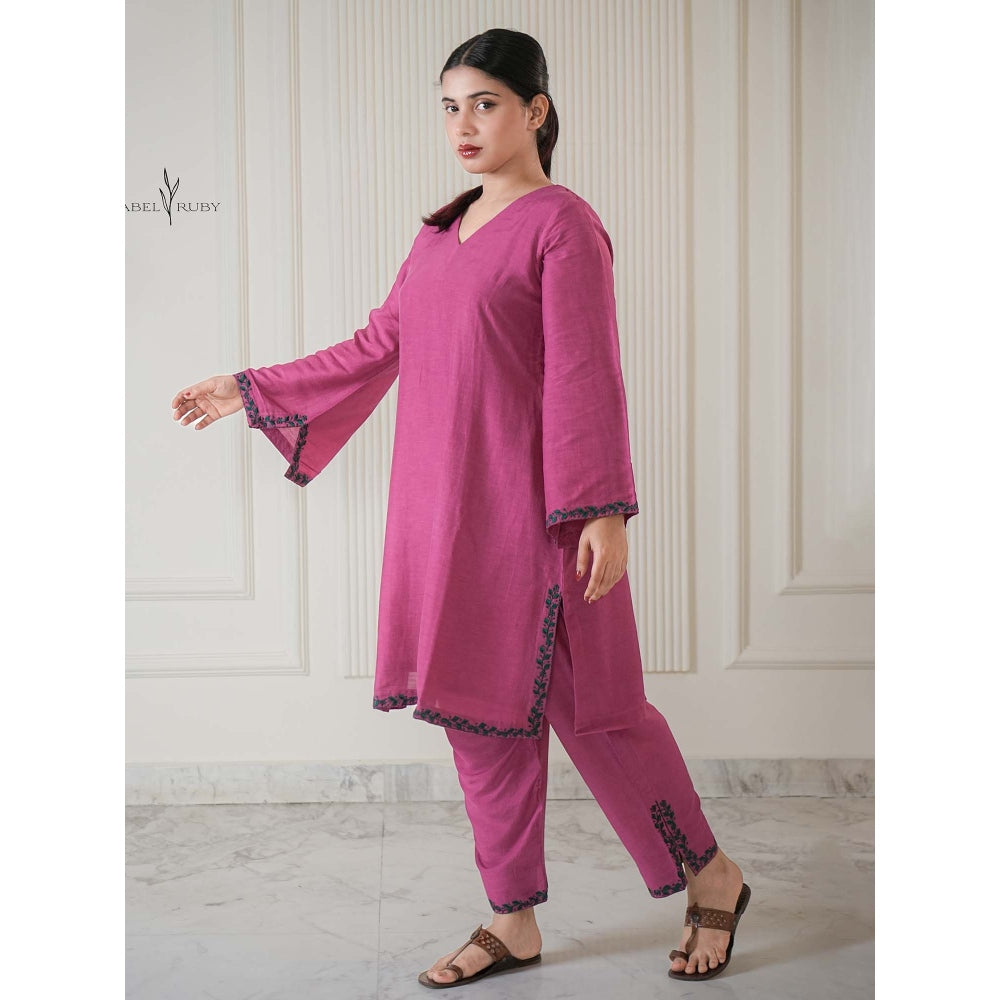 Label Ruby Pakistani Pink Pure Chanderi Co-Ord Set