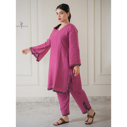 Label Ruby Pakistani Pink Pure Chanderi Co-Ord Set