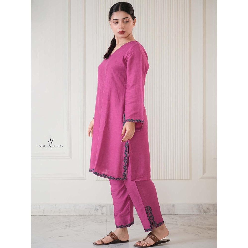 Label Ruby Pakistani Pink Pure Chanderi Co-Ord Set