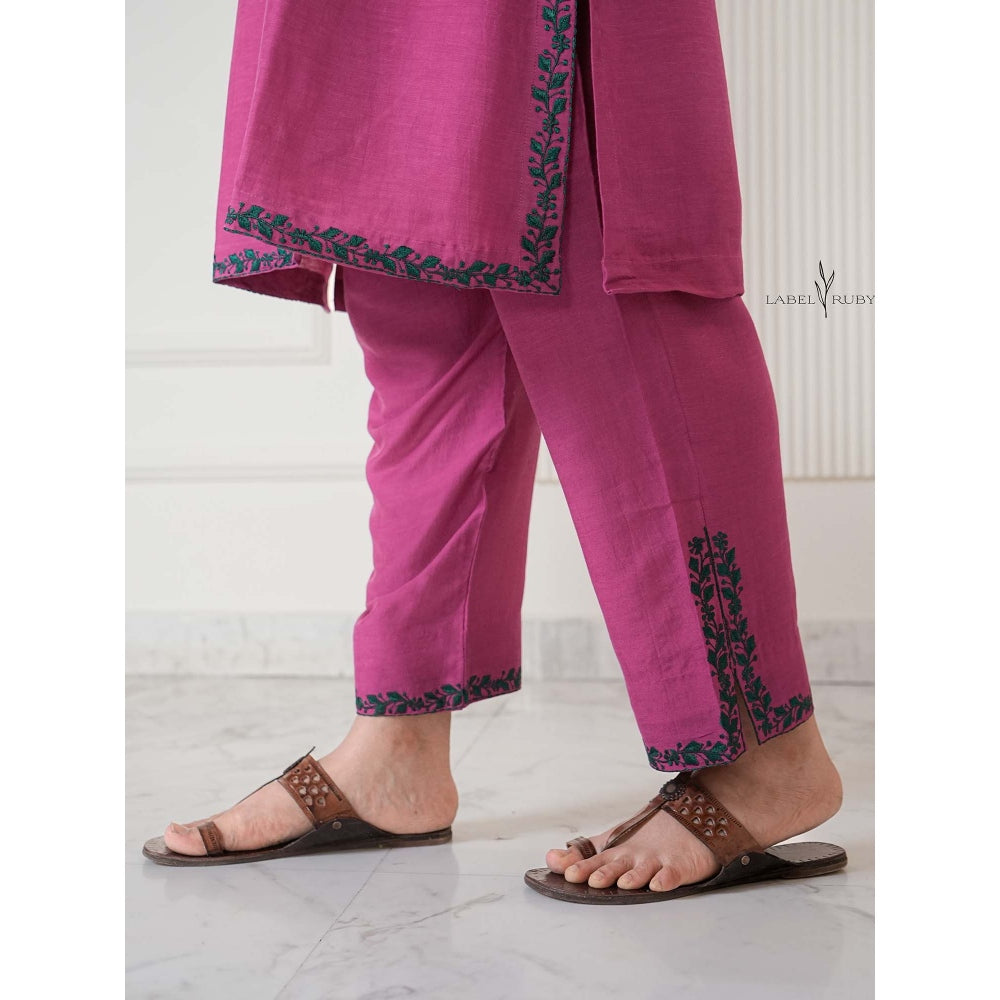 Label Ruby Pakistani Pink Pure Chanderi Co-Ord Set