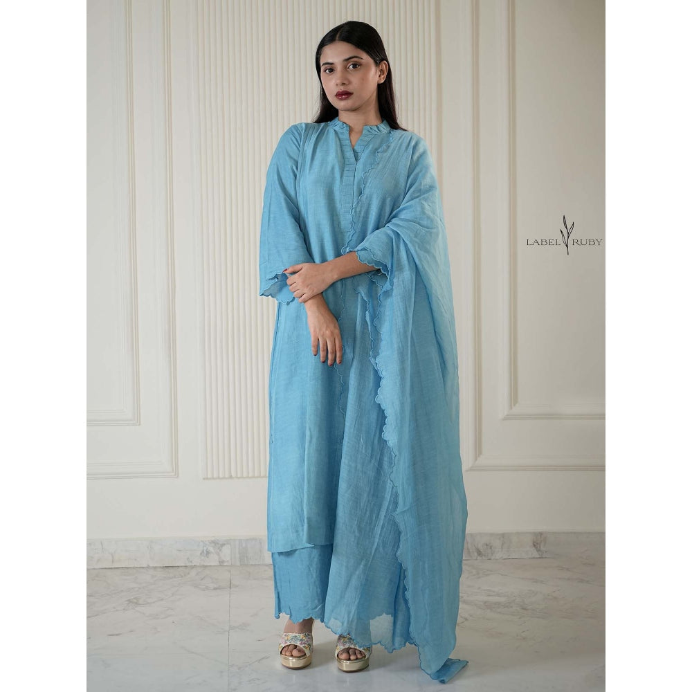 Label Ruby Blue Chanderi Kurta with Pant and Dupatta