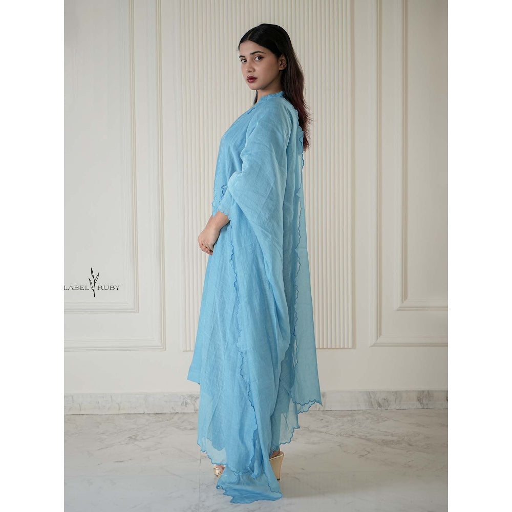Label Ruby Blue Chanderi Kurta with Pant and Dupatta