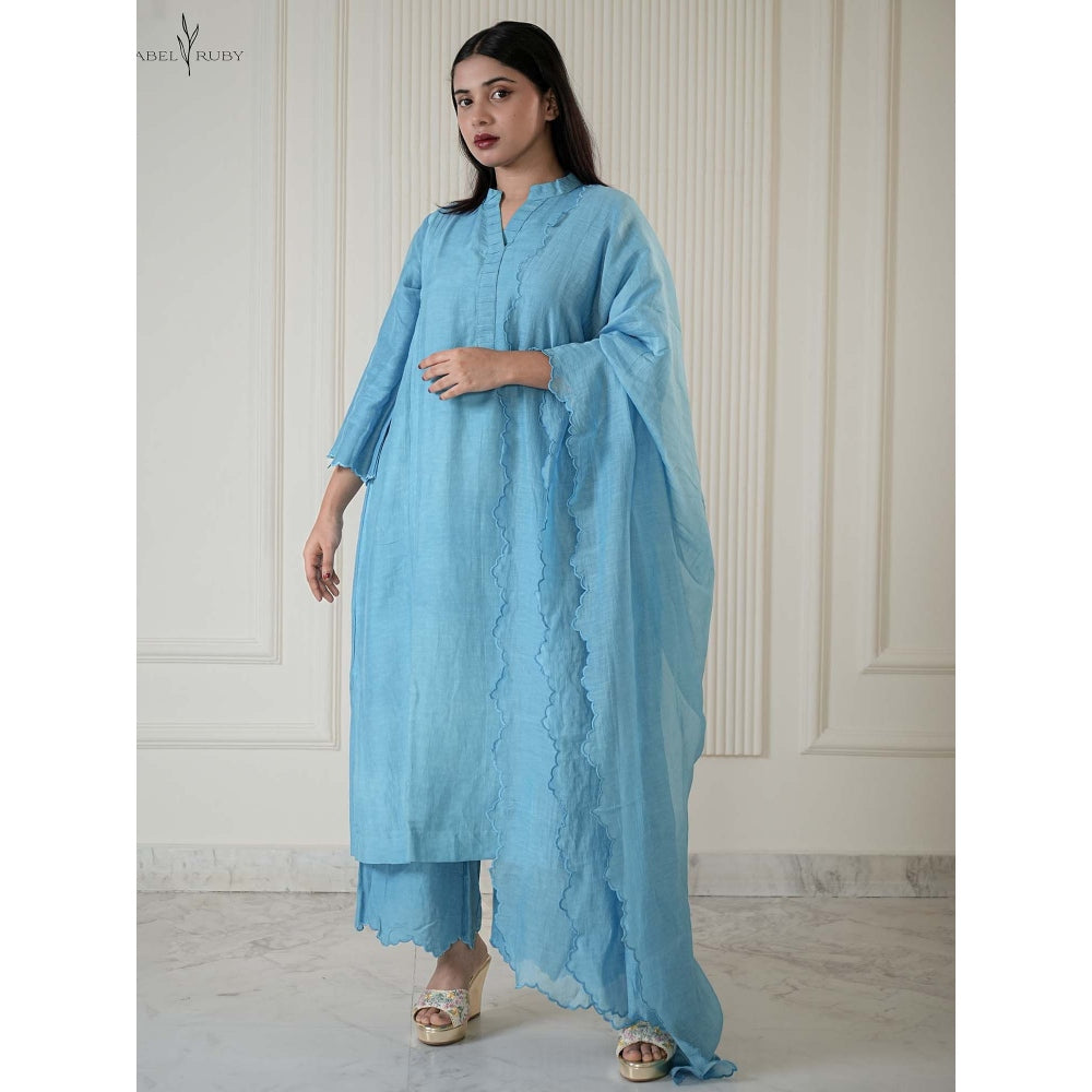 Label Ruby Blue Chanderi Kurta with Pant and Dupatta