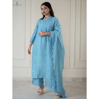 Label Ruby Blue Chanderi Kurta with Pant and Dupatta