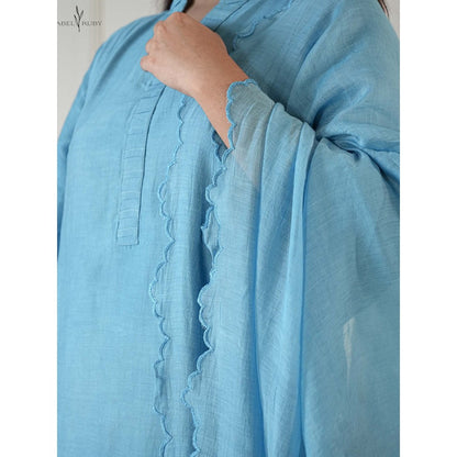 Label Ruby Blue Chanderi Kurta with Pant and Dupatta