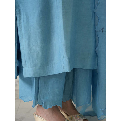Label Ruby Blue Chanderi Kurta with Pant and Dupatta