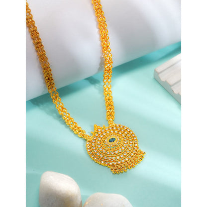 Label Ruby Gold-Plated Circular Green Stone Centre Statement Necklace