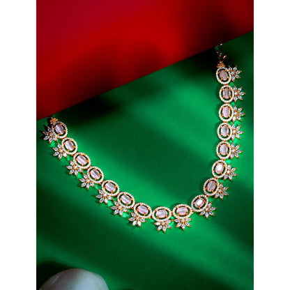 Label Ruby Gold-Plated Pastel Pink Oval Stone Necklace