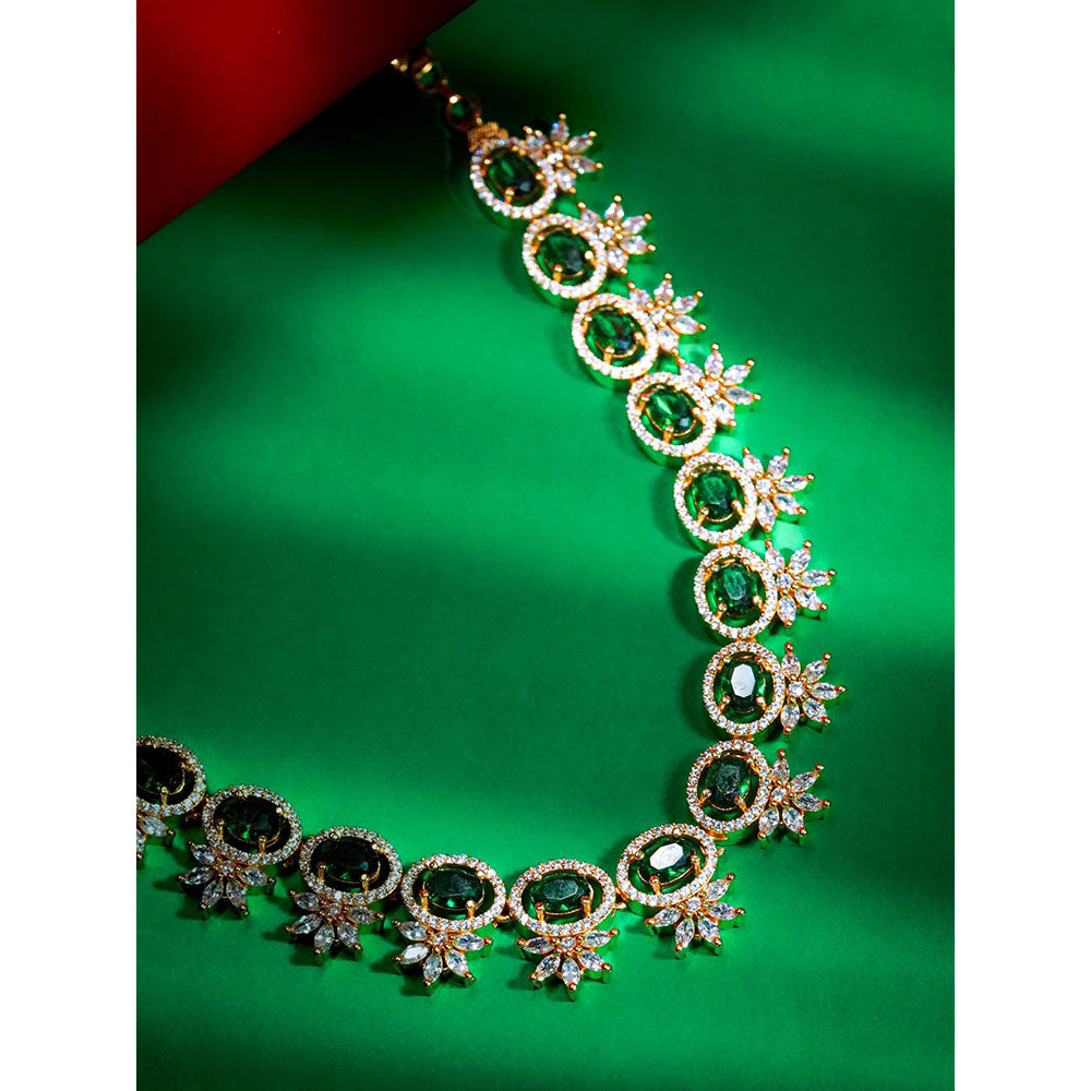 Label Ruby Gold-Plated Emerald Green Oval Stone Necklace