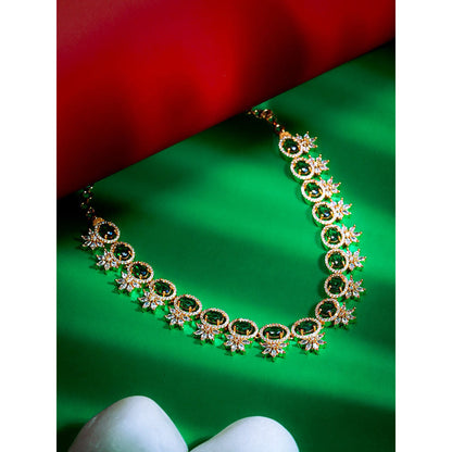 Label Ruby Gold-Plated Emerald Green Oval Stone Necklace