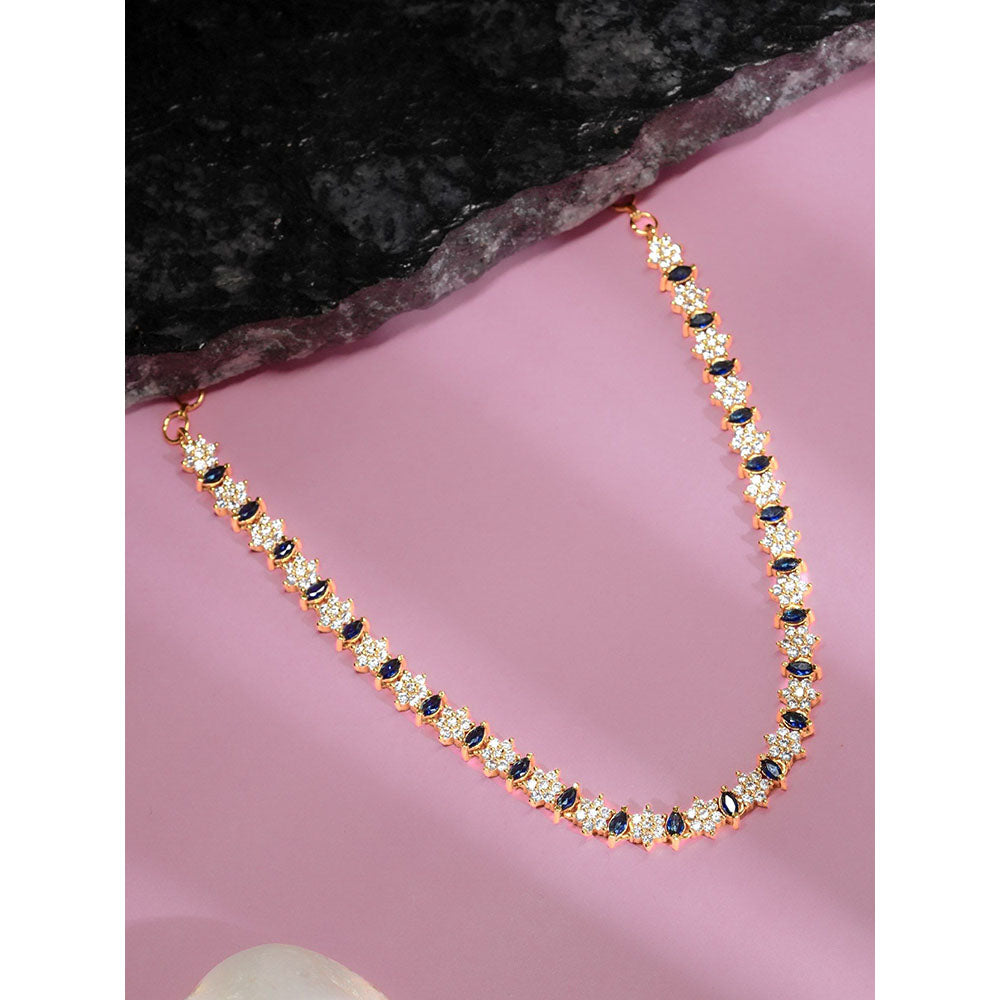 Label Ruby Gold-Plated Ruby Marquise and Cz Floral Cluster Necklace