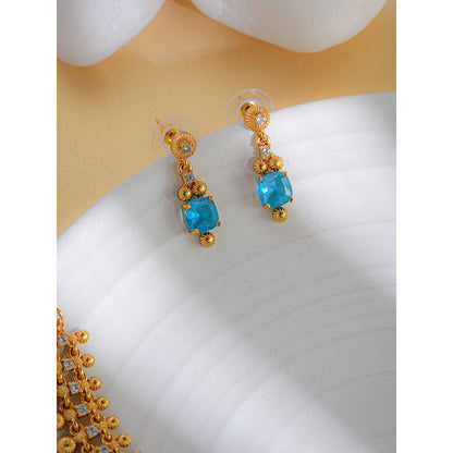 Label Ruby Gold-Plated Temple-Style Blue Topaz Jewellery Set