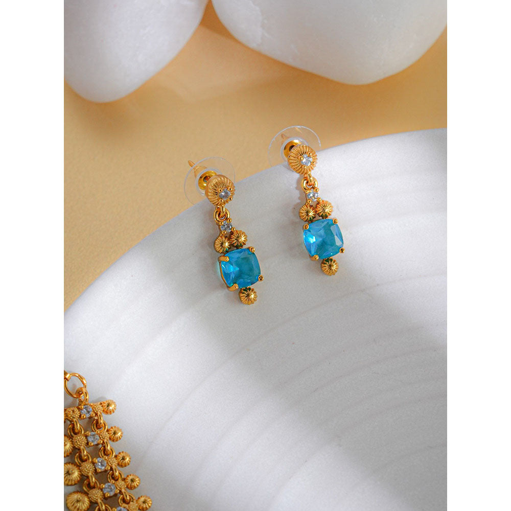 Label Ruby Gold-Plated Temple-Style Blue Topaz Jewellery Set
