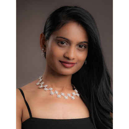 Label Ruby Snowflake Bloom Diamond Necklace and Earrings