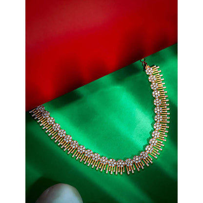 Label Ruby Traditional Gold-Plated White Stone Necklace