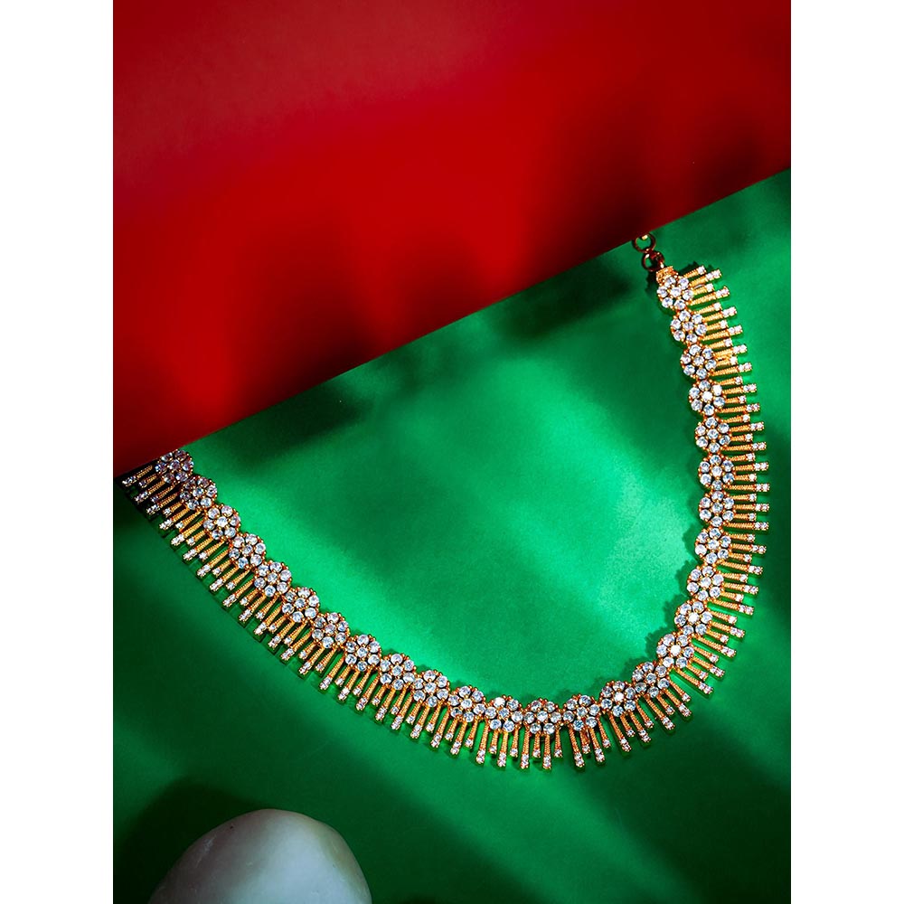 Label Ruby Traditional Gold-Plated White Stone Necklace