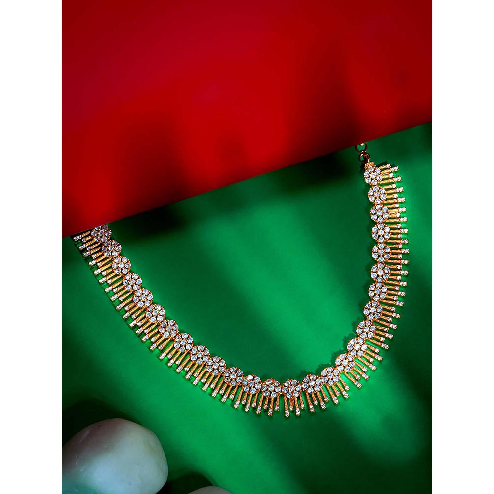 Label Ruby Traditional Gold-Plated White Stone Necklace