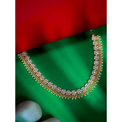 Label Ruby Traditional Gold-Plated White Stone Necklace