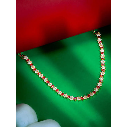 Label Ruby Elegant Ruby And Diamond-Style Floral Tennis Necklace