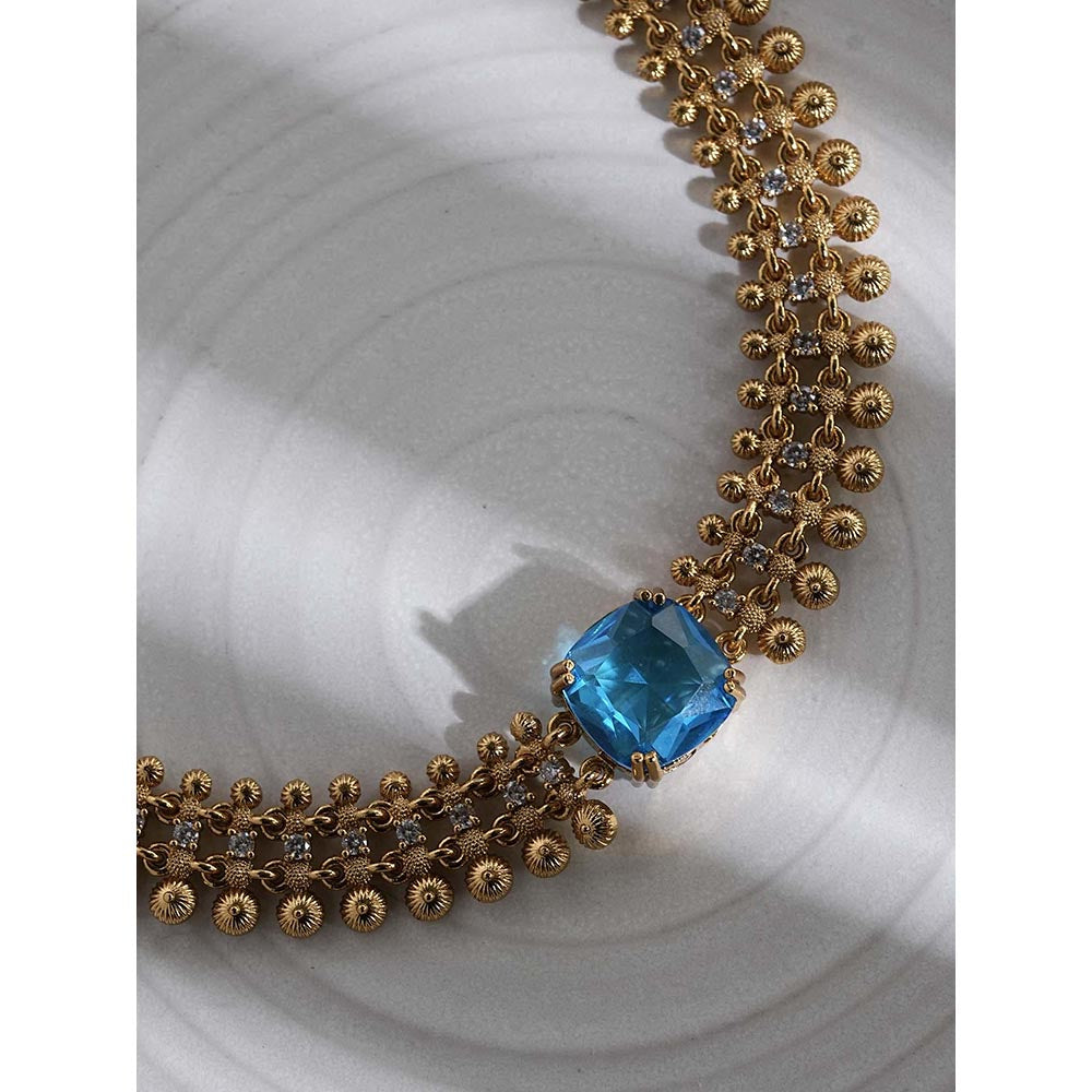 Label Ruby Luxury Emerald And Gold Blue Necklace and Earrings