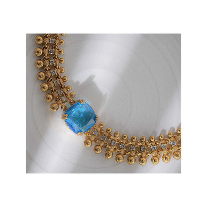 Label Ruby Luxury Emerald And Gold Blue Necklace and Earrings