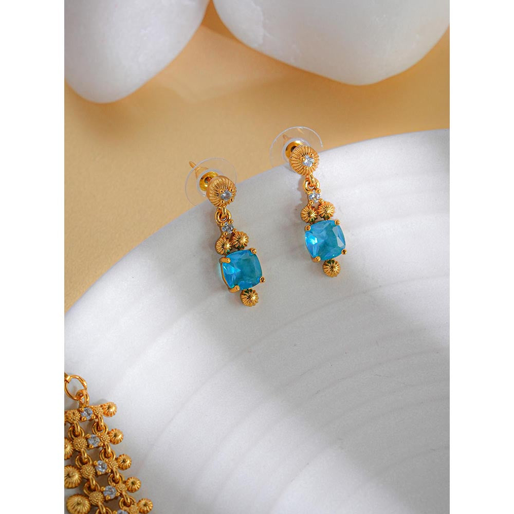 Label Ruby Luxury Emerald And Gold Blue Necklace and Earrings