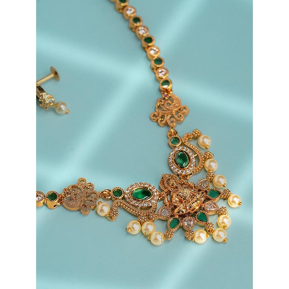 Label Ruby Emerald And Gold Floral Necklace and Earrings