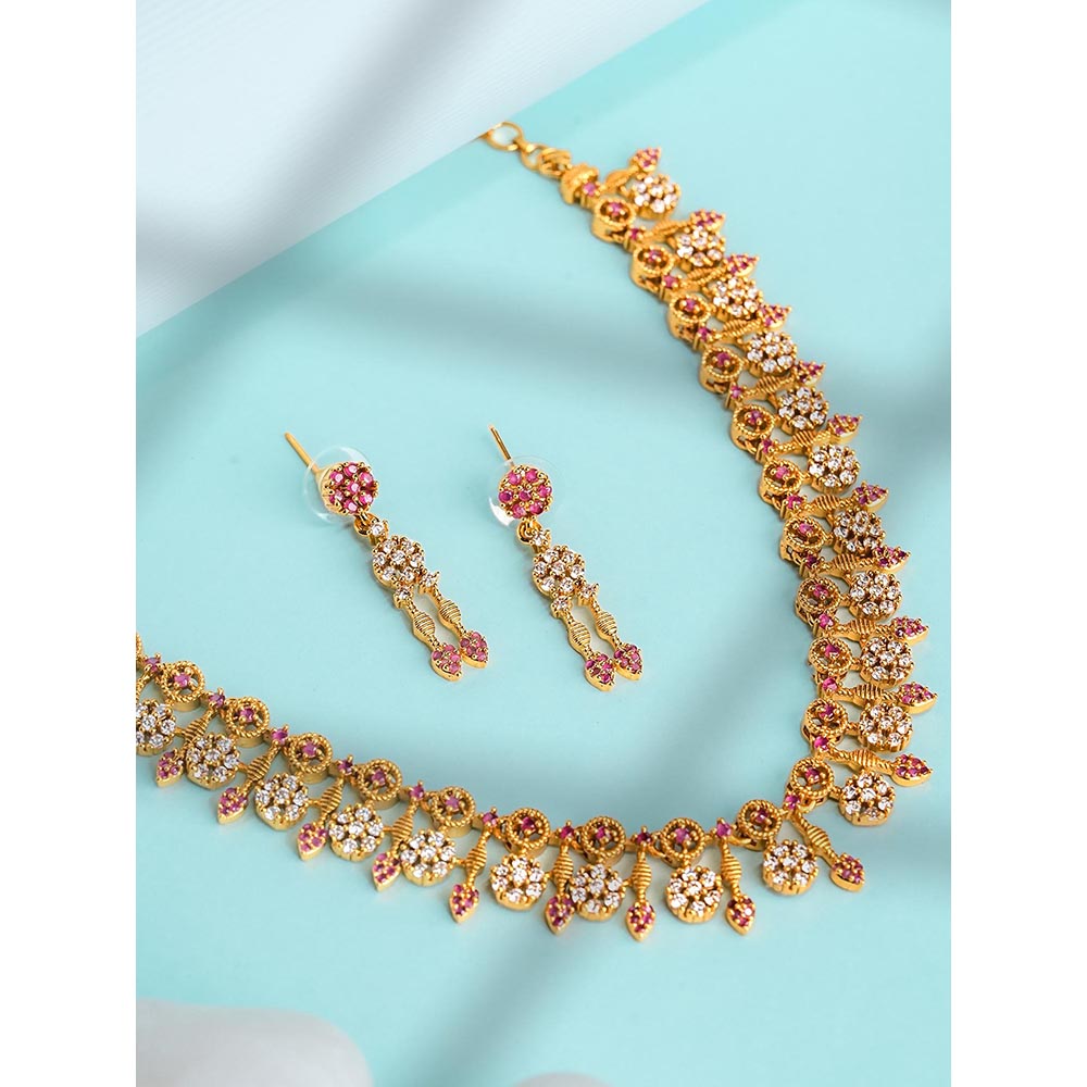 Label Ruby Regal Emerald And Gold Heritage Necklace and Earrings