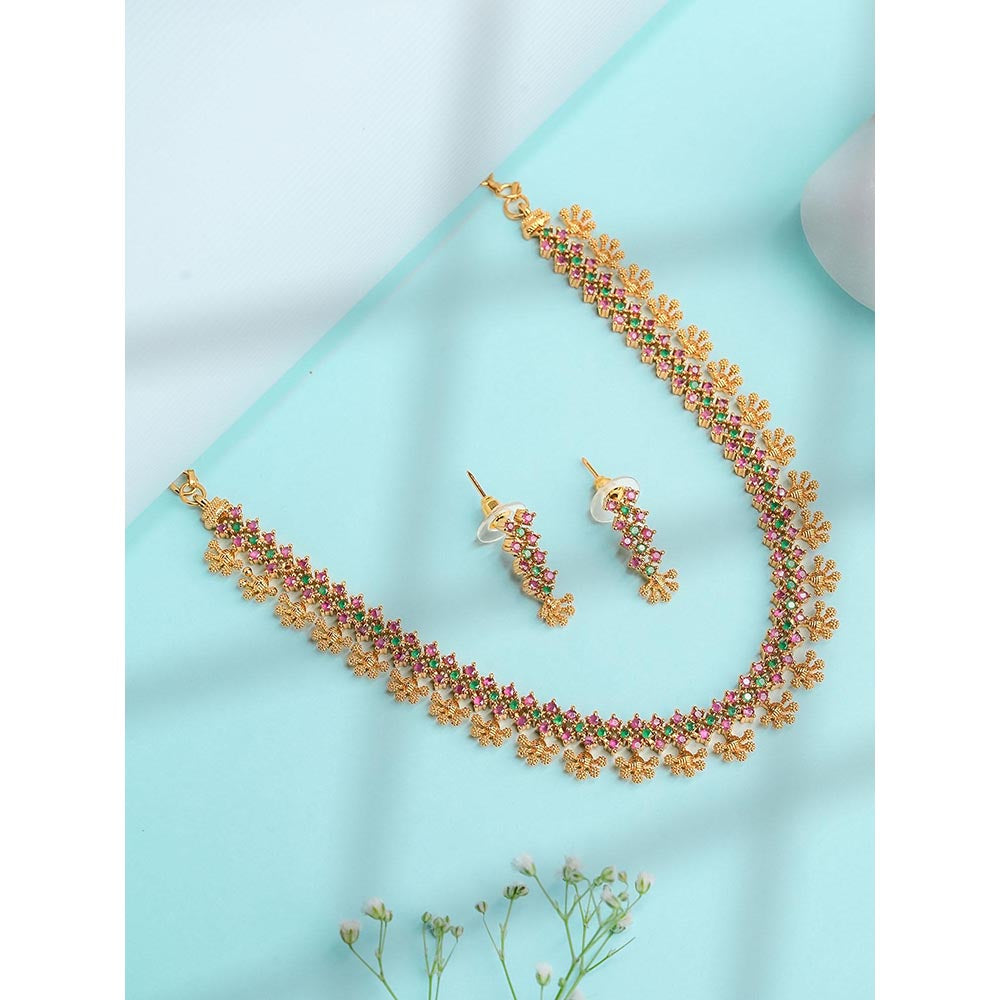 Label Ruby Modern Silver Emerald Teardrop Necklace and Earrings