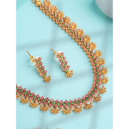Label Ruby Modern Silver Emerald Teardrop Necklace and Earrings