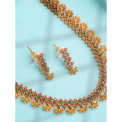 Label Ruby Modern Silver Emerald Teardrop Necklace and Earrings