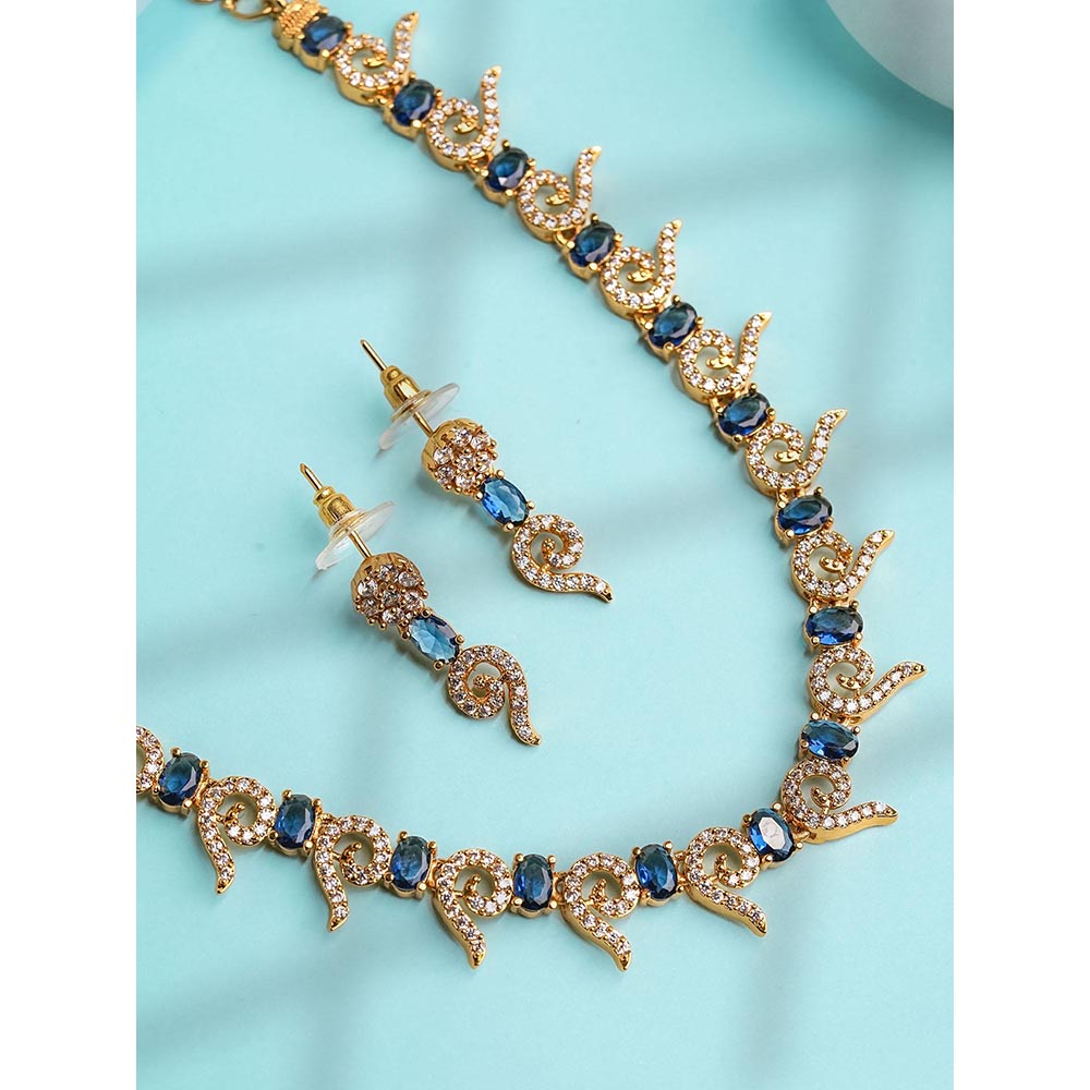 Label Ruby Blue Nature-Inspired Leaf Necklace and Earrings