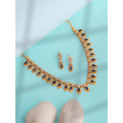 Label Ruby Blue Heritage Emerald And Gold Palated Necklace and Earrings