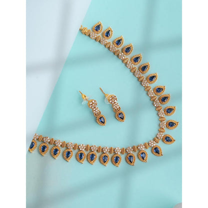 Label Ruby Blue Heritage Emerald And Gold Palated Necklace and Earrings
