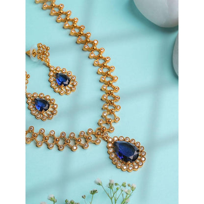 Label Ruby Blue Artisan Floral Mandala Necklace and Earrings