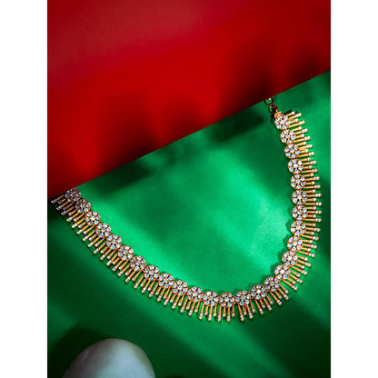 Label Ruby Traditional Gold-Plated White Stone Necklace
