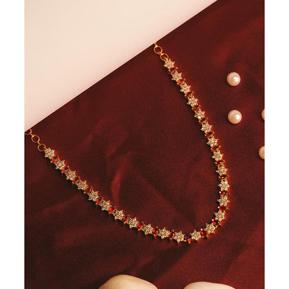 Label Ruby Red Elegant Ruby and Diamond-Style Floral Tennis Necklace