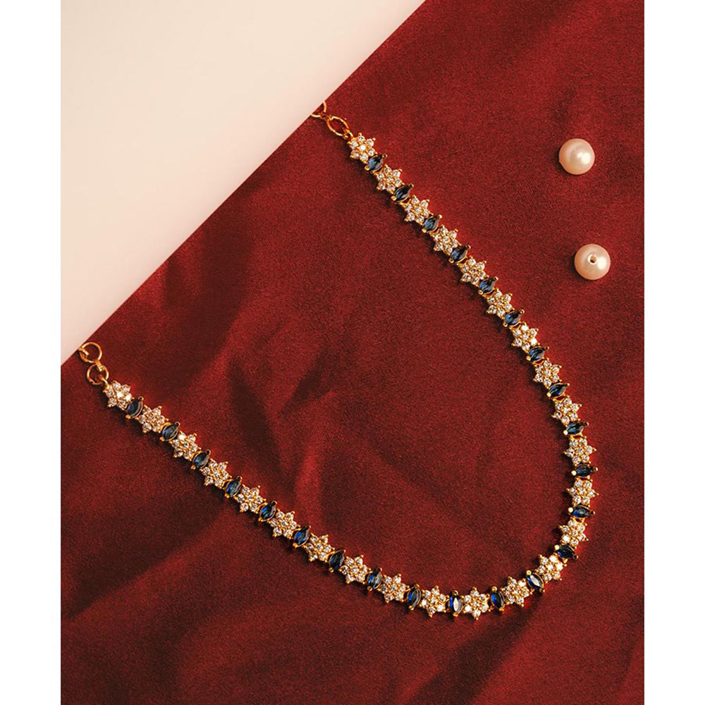 Label Ruby Blue Elegant Ruby and Diamond-Style Floral Tennis Necklace