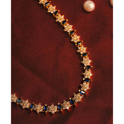 Label Ruby Blue Elegant Ruby and Diamond-Style Floral Tennis Necklace